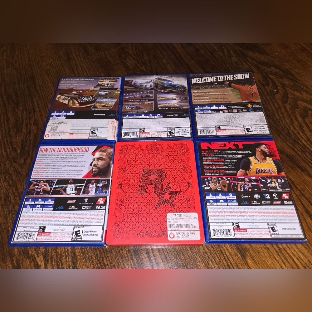 Lot of 6 Ps4 Games Red Dead Redemption 2 RDR2 NBA 2K18 2K20 NASCAR Heat 2 & 3 - Picture 2 of 2